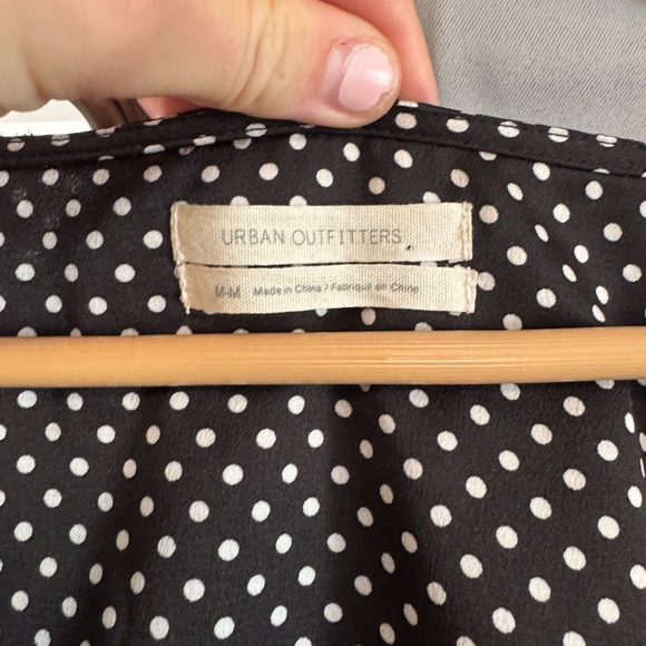 Urban Outfitters Black and White Flutter Sleeve Wrap Blouse - Picture 3 of 5